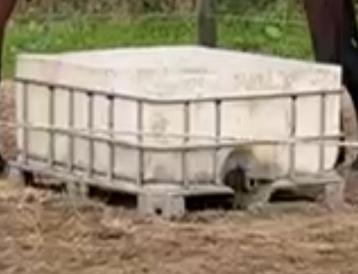 Slowfeerder met rek op pallet beschikbaar voor biedingen