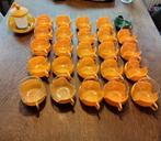 Partij vintage theeglazen in kunststof houder,  jaren 70, Huis en Inrichting, Keuken | Servies, Ophalen, Glas of Glazen, Gebruikt