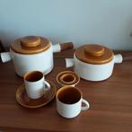 Driehoek Huizen servies onderdelen, ivoor met okergeel, Ophalen of Verzenden