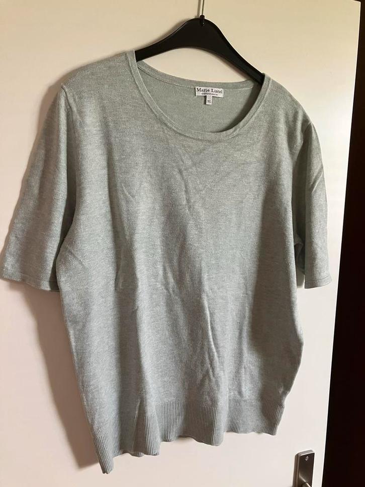 Marie Lund Shirt - maat L - Mintgroen/Grijs, Kleding | Dames, T-shirts, Zo goed als nieuw, Maat 38/40 (M), Grijs, Korte mouw, Ophalen of Verzenden