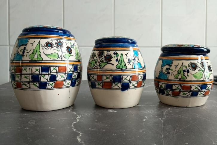 Iraanse Keramiek Potten Set - Handbeschilderd, Antiek en Kunst, Antiek | Keramiek en Aardewerk, Ophalen of Verzenden