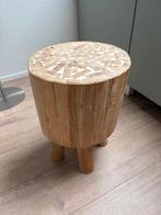 Bijzettafel hout, Minder dan 55 cm, Rond, Ophalen of Verzenden, Zo goed als nieuw