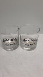 JACK DANIELS whisky glazen met oude logo, 2 stuks, Verzamelen, Ophalen of Verzenden, Zo goed als nieuw, Borrel- of Shotglas