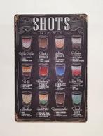 Shots menu shotjes reclamebord van metaal wandbord deco, Huis en Inrichting, Info@deconoord.nl, Deco Noord, Nieuw, Ophalen of Verzenden