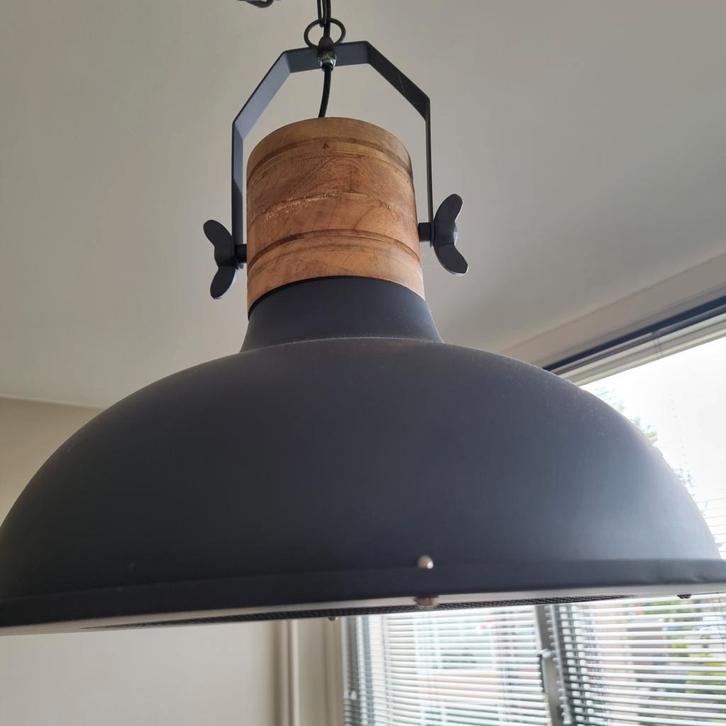 Industriële Hanglamp - Stoer Design 50 cm doorsnee, Huis en Inrichting, Lampen | Hanglampen, Zo goed als nieuw, 50 tot 75 cm, Hout