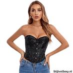 Prachtig crop top korset voor festivals, Verzenden, Zwart, Nieuw, Merkloos