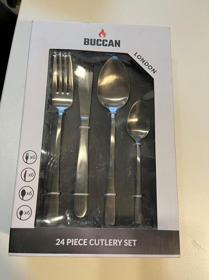 Buccan Bestekset London 24 delig RVS nieuw in verpakking, Huis en Inrichting, Keuken | Bestek, Nieuw, Bestekset, Rvs of Chroom