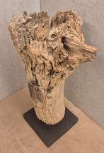 Unieke houtsculptuur / boomstronk op sokkel – 100 cm, Huis en Inrichting, Woonaccessoires | Overige, Ophalen, Gebruikt
