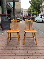 Vintage design spijlenstoelen, houten eetkamerstoelen, Ophalen, Gebruikt, Twee, -