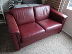 Rood Lederen Bank, Huis en Inrichting, Ophalen, Gebruikt, 150 tot 200 cm, Tweepersoons