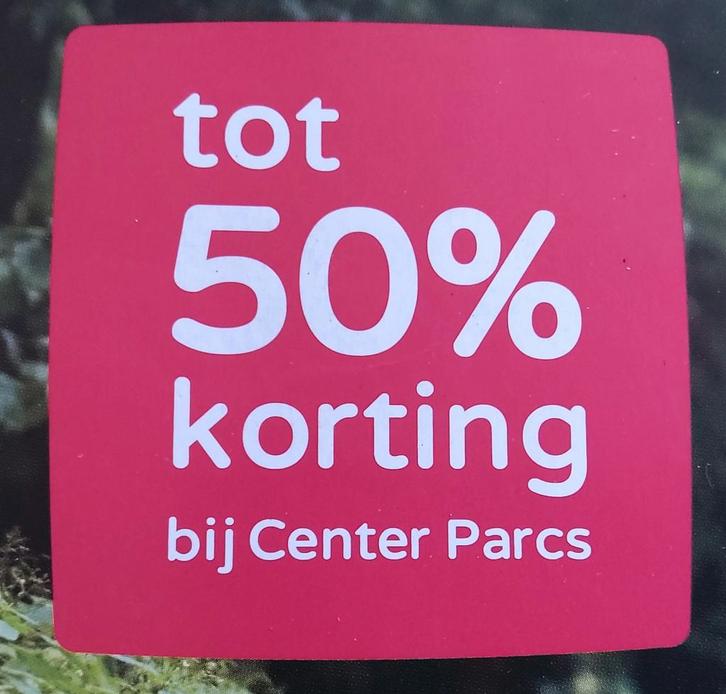 CENTERPARCS nu tot 50% KORTING, Tickets en Kaartjes, Kortingen en Cadeaubonnen, Drie personen of meer, Bungalowpark, Kortingsbon