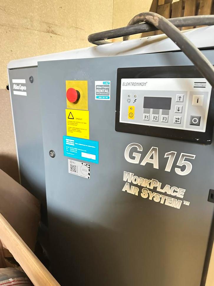 Atlas Copco Schroefcompressor met Droger - GA15, Doe-het-zelf en Verbouw, Compressors, Ophalen of Verzenden