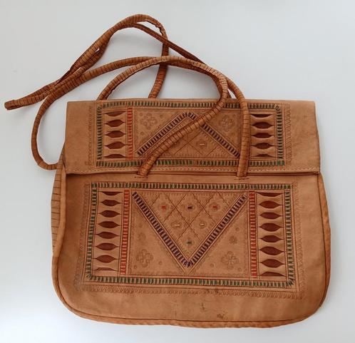 Vintage Egyptische schoudertas, goed leer, traditioneel ontw, Sieraden, Tassen en Uiterlijk, Tassen | Damestassen, Gebruikt, Schoudertasje
