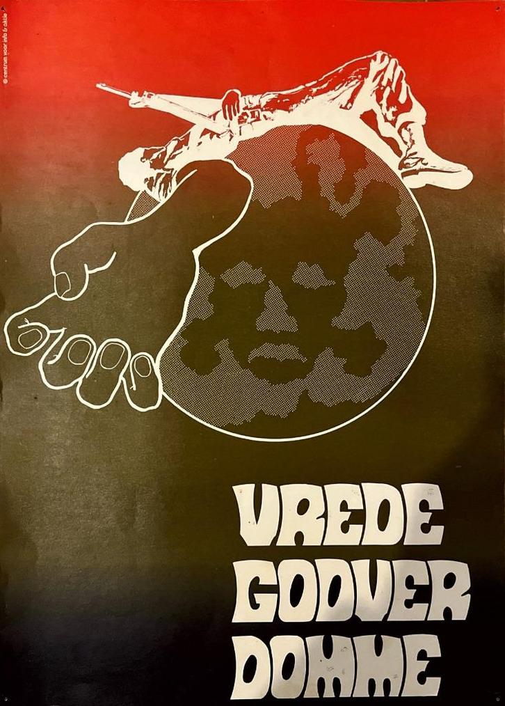 Affiche Vrede Godverdomme, Verzamelen, Posters, Zo goed als nieuw, Overige onderwerpen, A1 t/m A3, Rechthoekig Staand, Ophalen of Verzenden