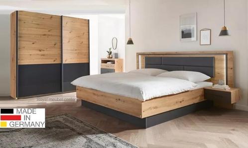 Slaapkamer set Westland Grijs metallic-Eiken artisan-AANBIED, Huis en Inrichting, Slaapkamer | Complete slaapkamers, Nieuw, Tweepersoons