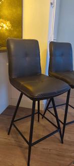 2  Leren Barkrukken, Huis en Inrichting, Barkrukken, Ophalen, Draaibaar, 60 tot 90 cm, Leer