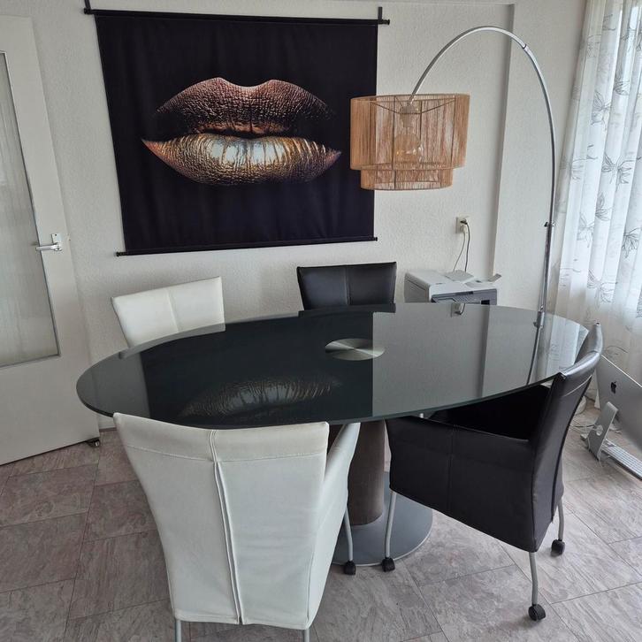 Eettafel (glas) met sterrenhemel effect (200x110cm), Huis en Inrichting, Tafels | Eettafels, Gebruikt, 100 tot 150 cm, 150 tot 200 cm