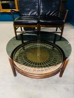 Vintage rotan salontafel met rookglas, Antiek en Kunst, Curiosa en Brocante, Ophalen