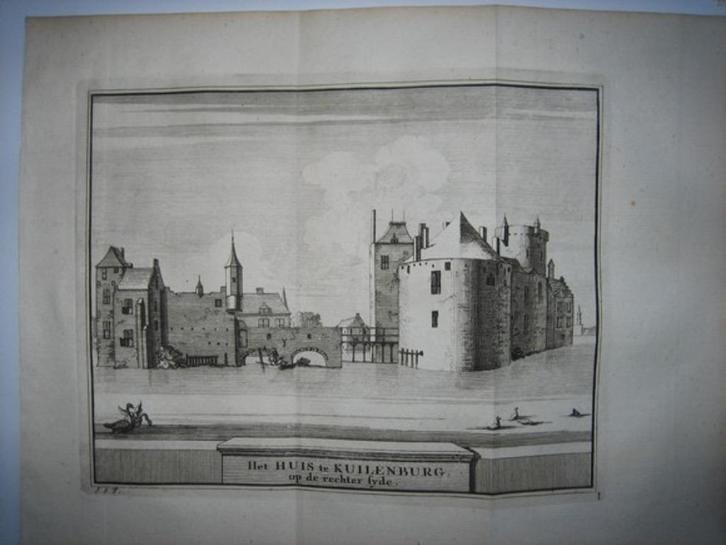 32 / Culemborg/ Kuilenburg het Kasteel Kopergravure 1736, Antiek en Kunst, Kunst | Etsen en Gravures, Ophalen of Verzenden