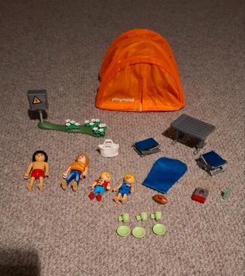 Playmobil kamperen met tent, met terreinwagen en waterfiets beschikbaar voor biedingen