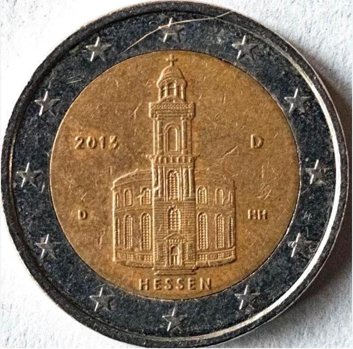 2 Euro munt HESSEN Pauluskerk 2015 - DUITSLAND, Postzegels en Munten, Munten | Europa | Euromunten, Losse munt, 2 euro, Duitsland
