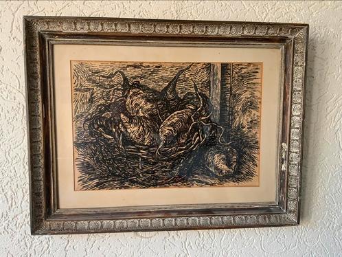 Jan Gregoor Schilderij Tekening Stilleven Bieten In Mand, Antiek en Kunst, Kunst | Schilderijen | Klassiek, Ophalen of Verzenden