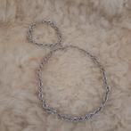 Zilverkleurig Monet setje ketting/armband, Sieraden, Tassen en Uiterlijk, Kettingen, Ophalen of Verzenden, Zo goed als nieuw, Zilver