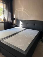 Zwarte leren boxspring, Ophalen, Zwart, Tweepersoons, Zo goed als nieuw