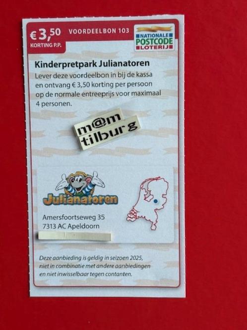 Voordeelbon 103 Kinderpretpark Julianatoren €3,50 korting p., Tickets en Kaartjes, Recreatie | Pretparken en Attractieparken, Drie personen of meer