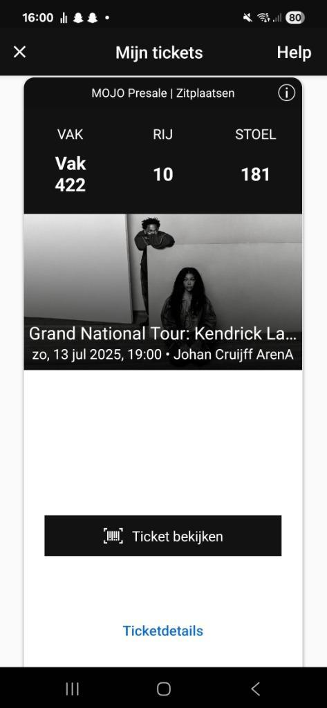 Kendrick Lamar and SZA  13 juli  Johan Cruijff Arena, Tickets en Kaartjes, Concerten | R&B en Hiphop, Twee personen, Juli