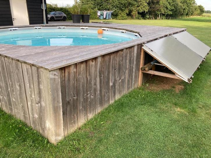 Compleet zwembad met ombouw en verwarming op solar-panelen, Tuin en Terras, Zwembaden, Gebruikt, Opzetzwembad, 80 tot 120 cm, 400 cm of meer