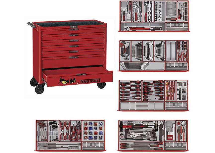 Gereedschapswagen rood midi master set 7 laden Teng Tools, Auto diversen, Autogereedschap, Zo goed als nieuw, Ophalen