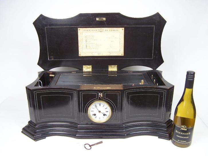 Muziekdoos van BA Bremond met klok, Antiek en Kunst, Curiosa en Brocante, Ophalen