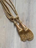 Champagne gordijn embrasses met klossen, Minder dan 50 cm, Beige, Ophalen of Verzenden, Zo goed als nieuw