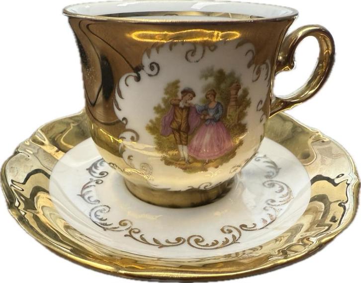 HK Bavaria 24 Goud Kopje met Schotel: Uniek  Erfgoed, Antiek en Kunst, Antiek | Servies compleet, Ophalen of Verzenden