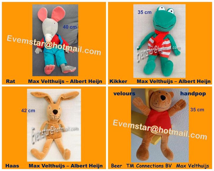 Rat Kikker Haas Beer - Max Velthuijs, Kinderen en Baby's, Speelgoed | Knuffels en Pluche, Zo goed als nieuw, Overige typen, Ophalen