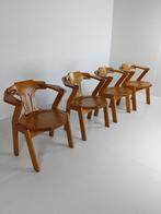 Set van Vier Brutalist Stoelen met Armleuningen, Ophalen, Vintage design stoelen eetkamer stoelen, ., Zo goed als nieuw