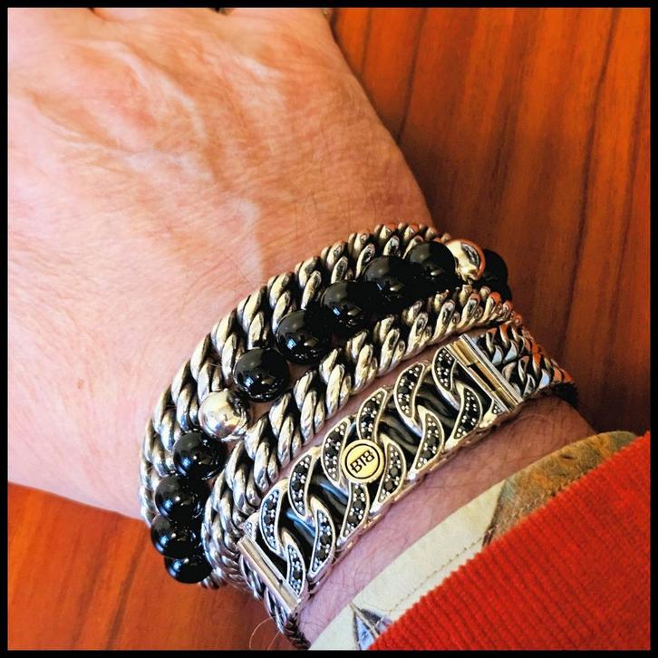 SPIRIT BEAD ONYX maat F     Buddha to Buddha armband, Sieraden, Tassen en Uiterlijk, Armbanden, Zo goed als nieuw, Zilver, Zilver