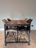 DIRECT BESCHIKBAAR: Mangohouten Eettafel 160x90 + 4 Stoelen, Huis en Inrichting, Tafels | Eettafels, Ophalen, 50 tot 100 cm, Zo goed als nieuw