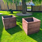 Grote houten olijfboom plantenbak 100x100x100