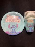 Stitch 10x taartbordje en 10x beker Stitch thema versiering, Ophalen of Verzenden, Nieuw, Versiering, Verjaardag