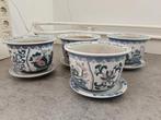 Chinese bloempotten met vogel en bloem motief, Antiek en Kunst, Ophalen