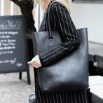 Duffybag leren shopper - Zwart - Groot!, Ophalen of Verzenden, Zo goed als nieuw, Zwart, Shopper