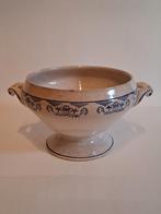 Antieke Soepterrine met Blauw Decor, Ophalen of Verzenden