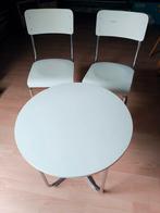 80's TAFEL MET 2 STOELEN, Ophalen of Verzenden, Zo goed als nieuw, Overige kleuren, Metaal