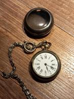 Antiek zakhorloge met ketting en aparte kast, Sieraden, Tassen en Uiterlijk, Horloges | Antiek, 1930 tot 1960, Overige merken