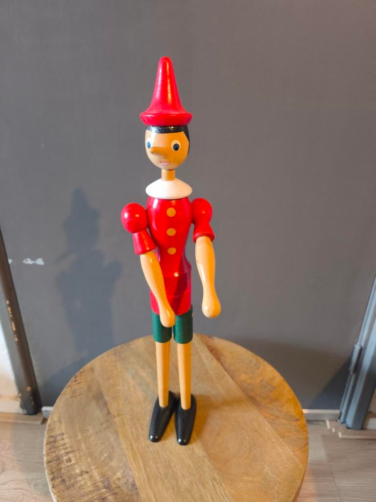 Vintage Houten Pinokkio met Beweegbare Delen - 50,5 cm, Antiek en Kunst, Antiek | Speelgoed, Ophalen of Verzenden