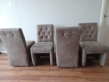 Set van 4 taupe kleurige Stoffen Stoelen beschikbaar voor biedingen