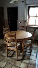 Eikenhouten eettafel met 4 stoelen, Ophalen, Gebruikt, 4 tot 6 stoelen