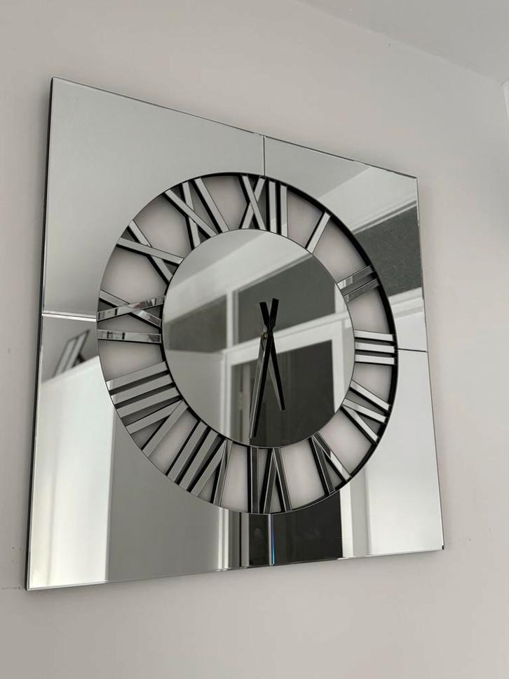 XXL Spiegelklok - Kleine Beschadiging - Weggeefprijs!, Huis en Inrichting, Woonaccessoires | Klokken, Gebruikt, Wandklok, Analoog